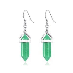 Inexperienced Aventurine Gemstone Drop Earrings