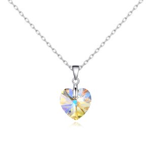 Sterling Silver Aurora Borealis Middle Necklace Created with Zircondia® Crystals