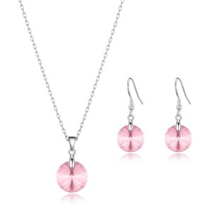 Sterling Silver Mild Rose Set Created with Zircondia® Crystals