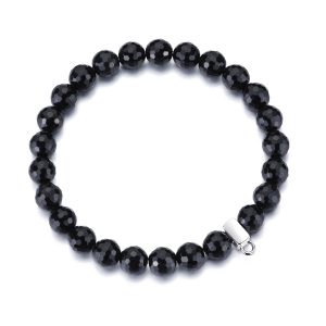 Faceted Black Onyx Gemstone Allure Stretch Bracelet