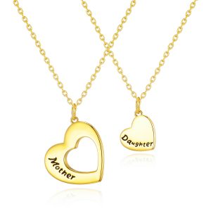 Gold Plated Mom and Daughter Necklace Set