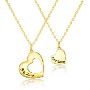 Gold Plated Large Sister and Little Sister Necklace Set