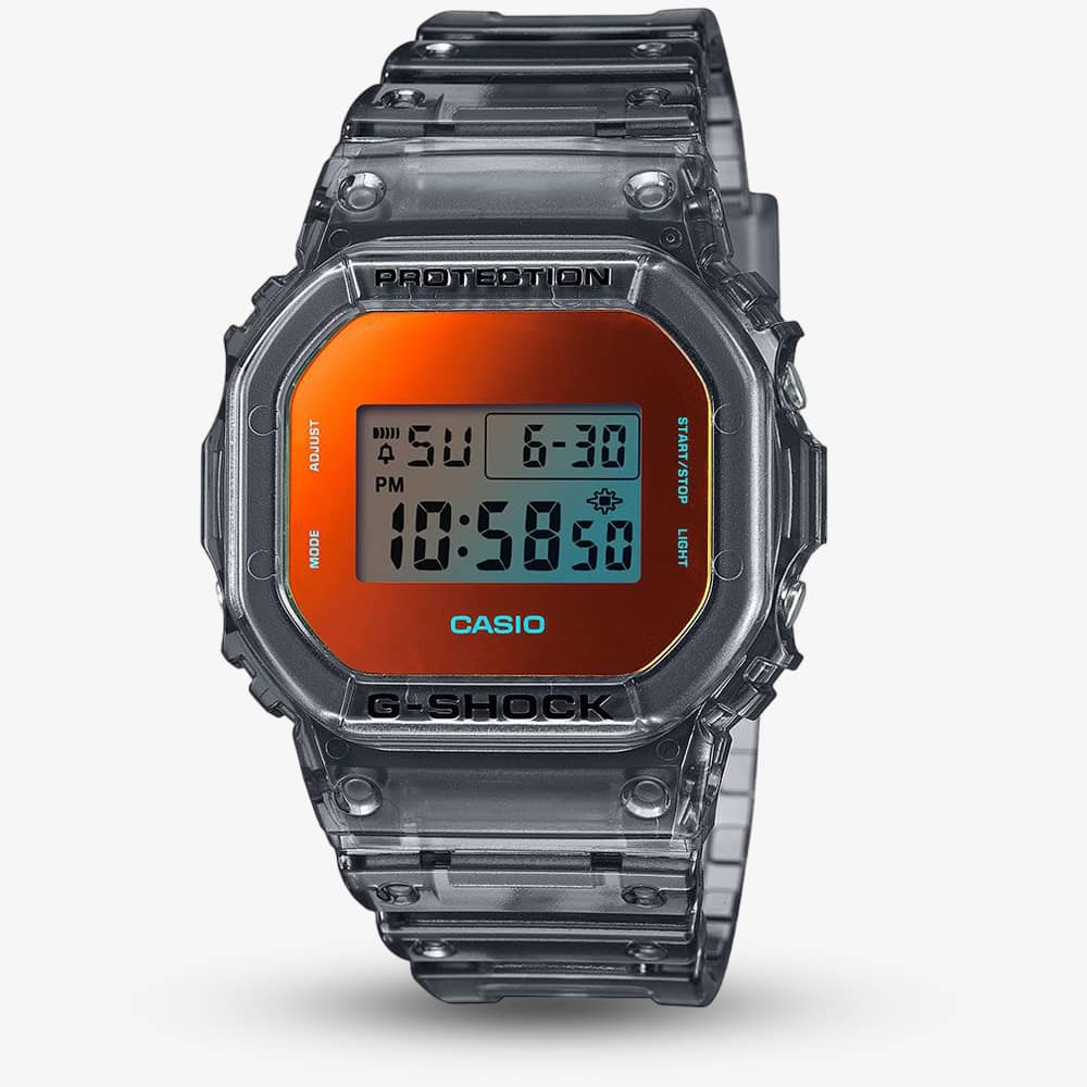 Casio G-Shock Core Grey Transparent Orange Digital Watch DW-5600TLS-8ER