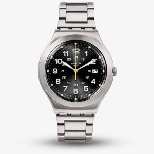 Swatch Happy Joe Lime Black Dial Stainless Steel Bracelet Watch YWS439GC