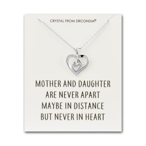 Mom And Kid Necklace with Quote Card Created with Zircondia® Crystals