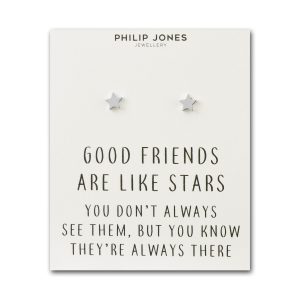 Silver Plated Superstar Stud Earrings with Quote Card