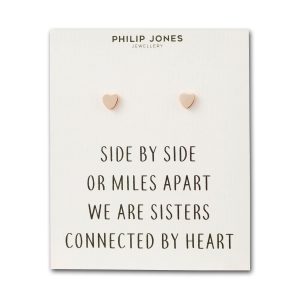 Rose Gold Plated Sister Center Stud Earrings with Quote Card