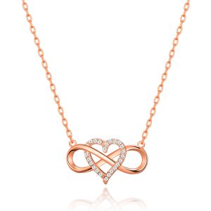 Rose Gold Plated Infinity Center Necklace Created with Zircondia® Crystals