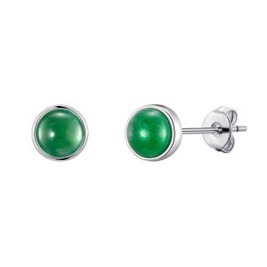 Inexperienced Aventurine Stud Earrings