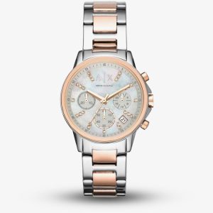 Armani Exchange Ladies Two Tone Chronograph Bracelet Watch AX4331