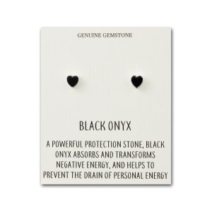 Black Onyx Middle Stud Earrings with Quote Card