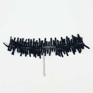 SVNX Womens Corded Zig Zag Ladder Effect Choker – Black – One Size
