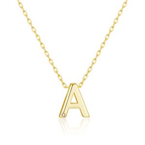 Gold Plated Preliminary Necklace Letter A Created with Zircondia® Crystals