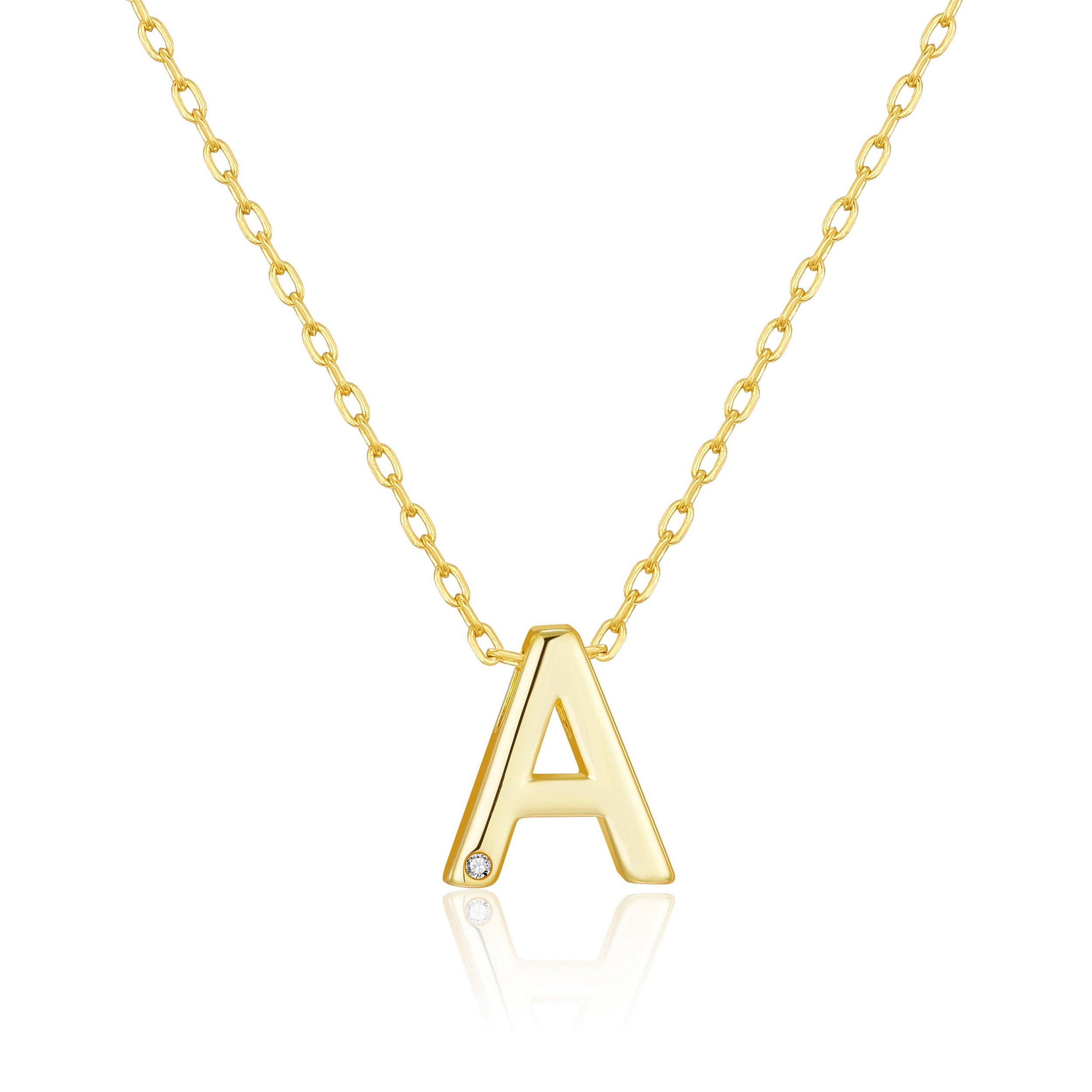 Gold Plated Preliminary Necklace Letter A Created with Zircondia® Crystals