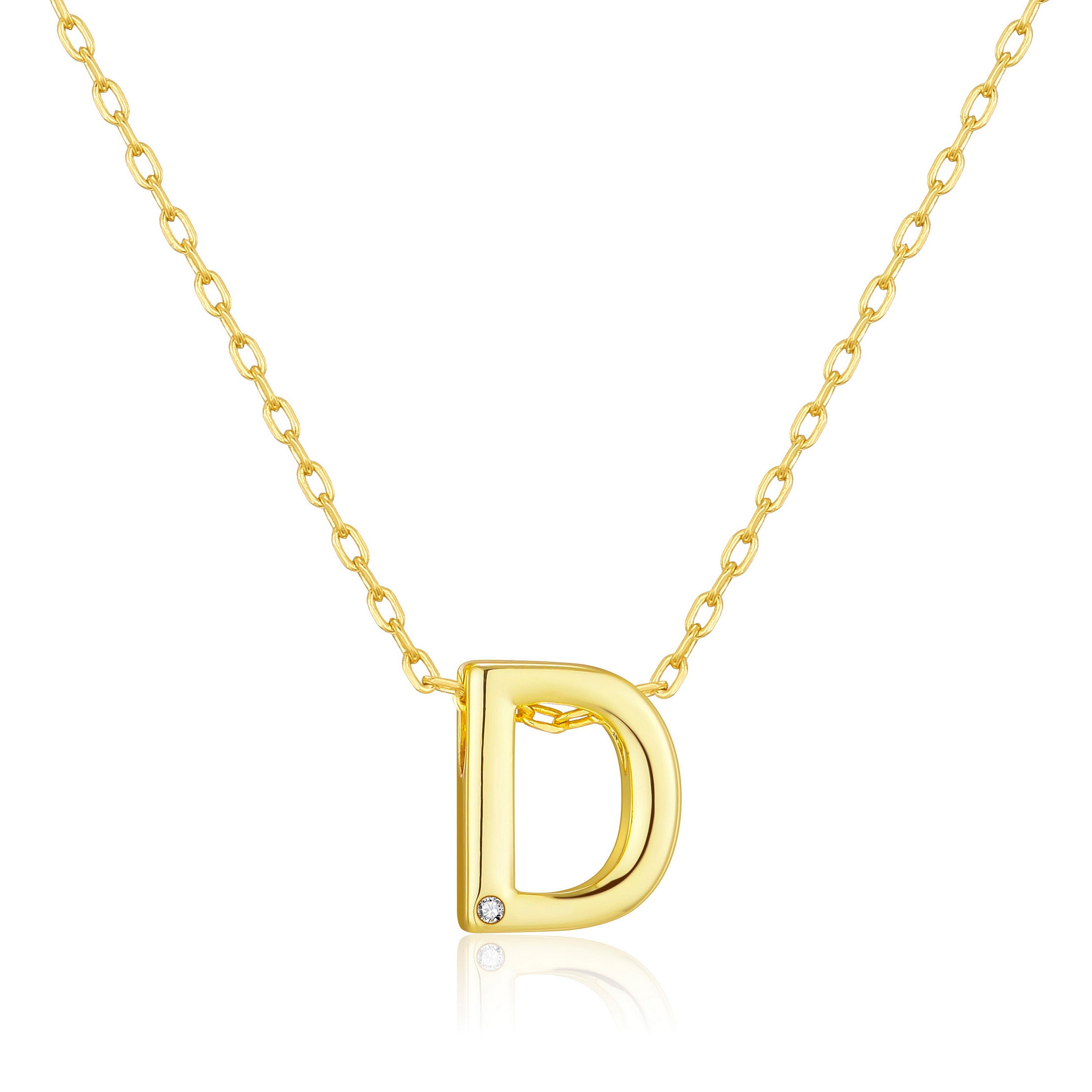 Gold Plated Preliminary Necklace Letter D Created with Zircondia® Crystals