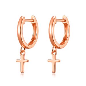 Rose Gold Plated Pass Allure Hoop Earrings