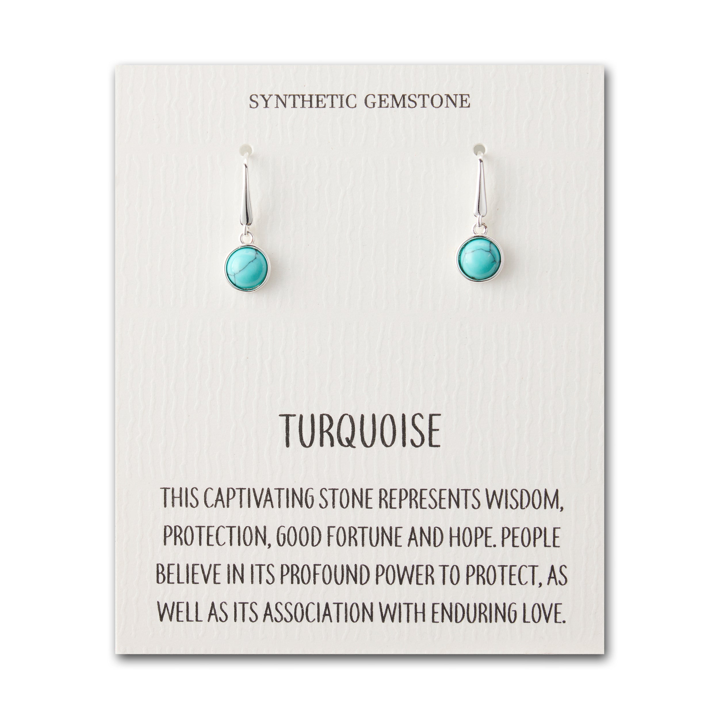 Artificial Turquoise Drop Earrings with Quote Card
