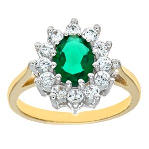 Diamant L’Eternel Womens 9ct Yellow and White Gold Ladies Stone Set Cluster Ring – Size H