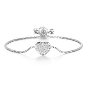 Silver Plated Pave Center Friendship Bracelet Created with Zircondia® Crystals