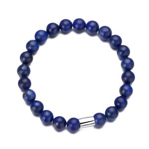Males’s Lapis Lazuli Gemstone Stretch Bracelet