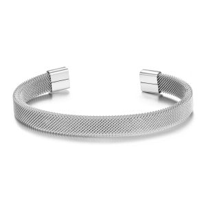 Males’s Stainless Metal Mesh Cuff Bracelet