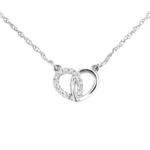 Diamant L’Eternel Womens 9ct White Gold Diamond Linked Hearts Necklet of Length 42cm – One Size