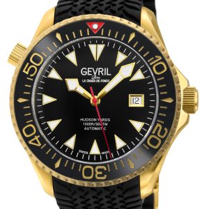 Gevril Mens Hudson Yards 48805R Swiss Automatic Sellita SW200 Watch – Gold Leather – One Size