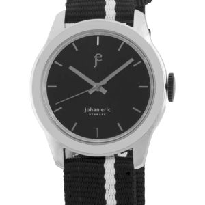 Johan Eric ; n¦stved, mens, black dial watch, canvas w white stripe – One Size