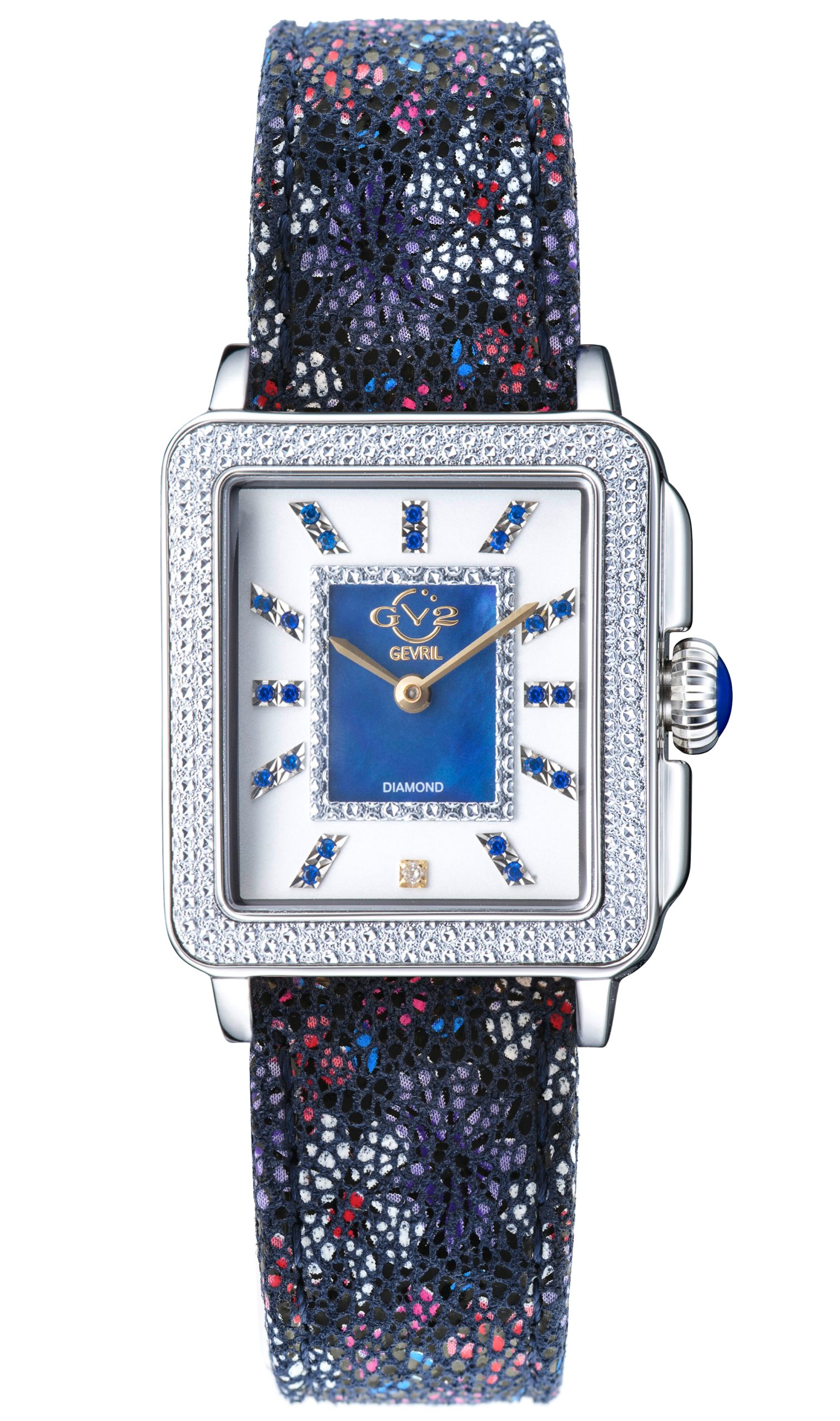 Gv2 Womens Padova Gemstone 12332F Leather-based Swiss Quartz Watch - Blue - One Measurement
