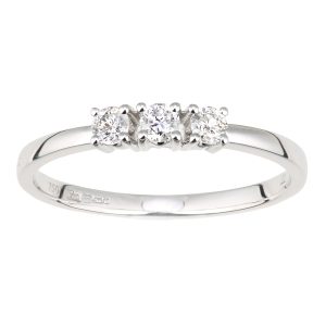Diamant L’Eternel Womens 18ct White Gold Diamond Trilogy Ring, 0.2ct – Size L