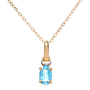 Diamant L’Eternel Womens 9ct Yellow and White Gold Ladies Cubic Zirconia Created Aquamarine Birth Stone Pendant + 16″ Trace Chain – One Size