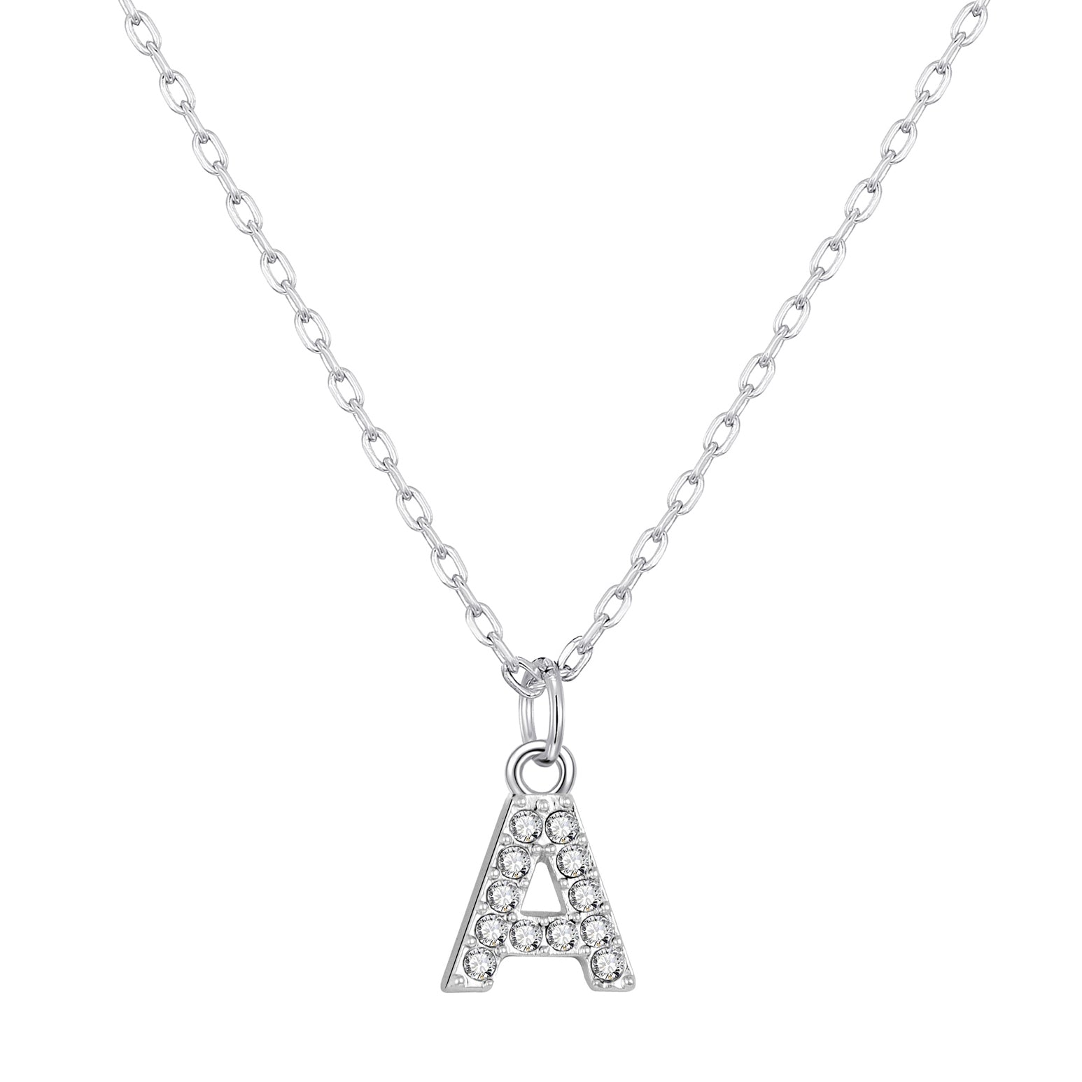 Pave Preliminary Necklace Letter A Created with Zircondia® Crystals