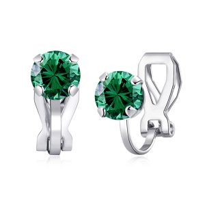Might (Emerald) Birthstone Clip On Earrings Created with Zircondia® Crystals