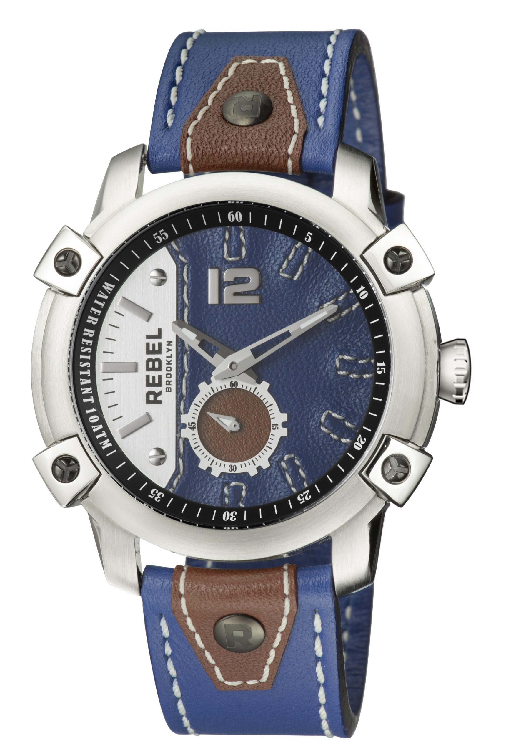 Rebel Mens Weeksville Navy Dial Leather Watch - One Size