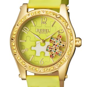 Rebel WoMens Gravesend Lime Green Dial Leather Watch – One Size