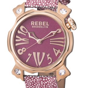 Rebel WoMens Coney Island Violet Dial Leather Watch – One Size