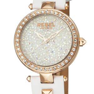 Rebel WoMens Rockaway Parkway Mother of Pearl Dial Leather Watch – White – One Size