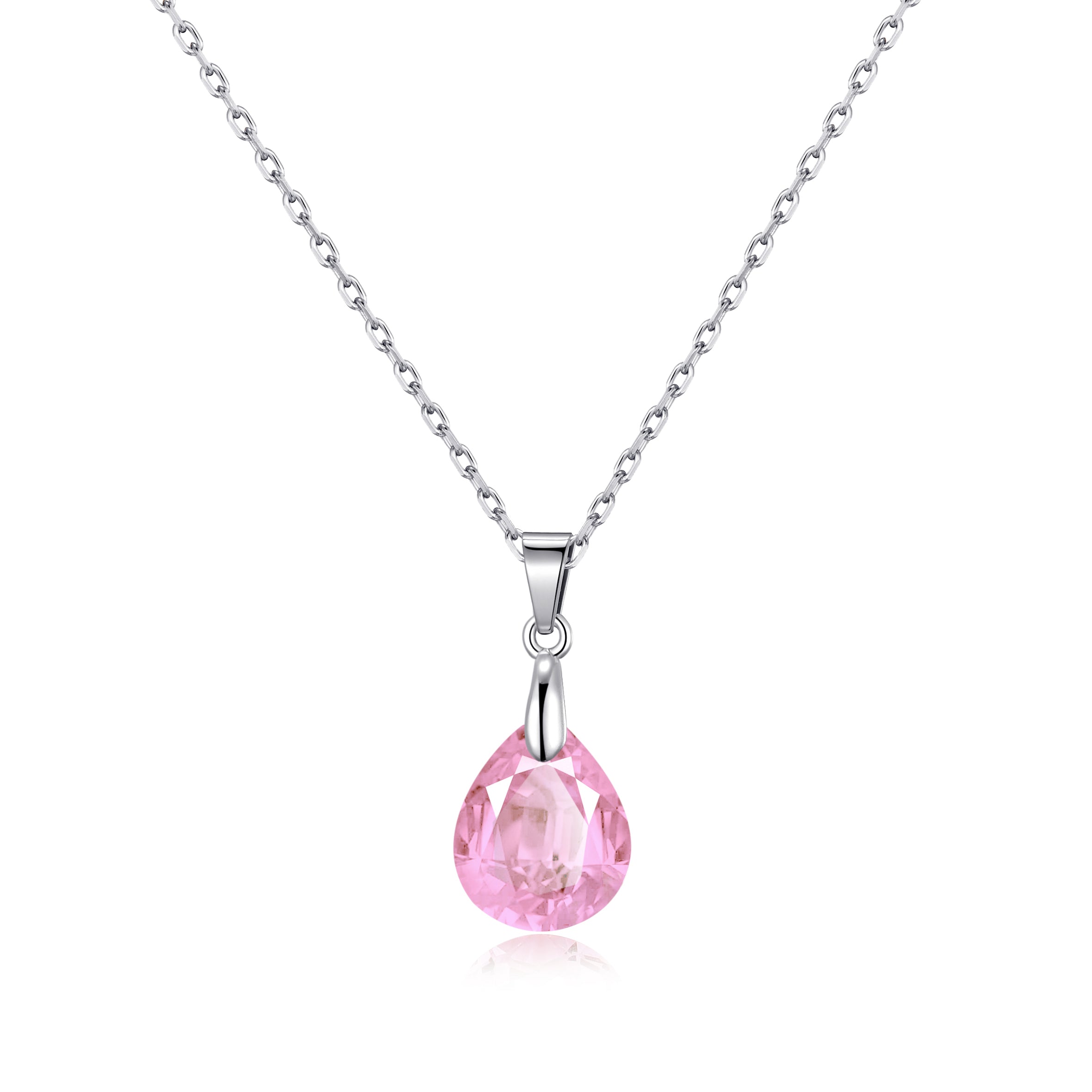 Sterling Silver Mild Rose Pear Necklace Created with Zircondia® Crystals