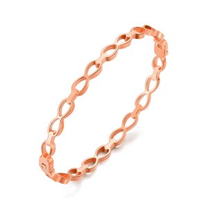 Rose Gold Plated Stainless Metal Infinity Bangle (7 Inch)