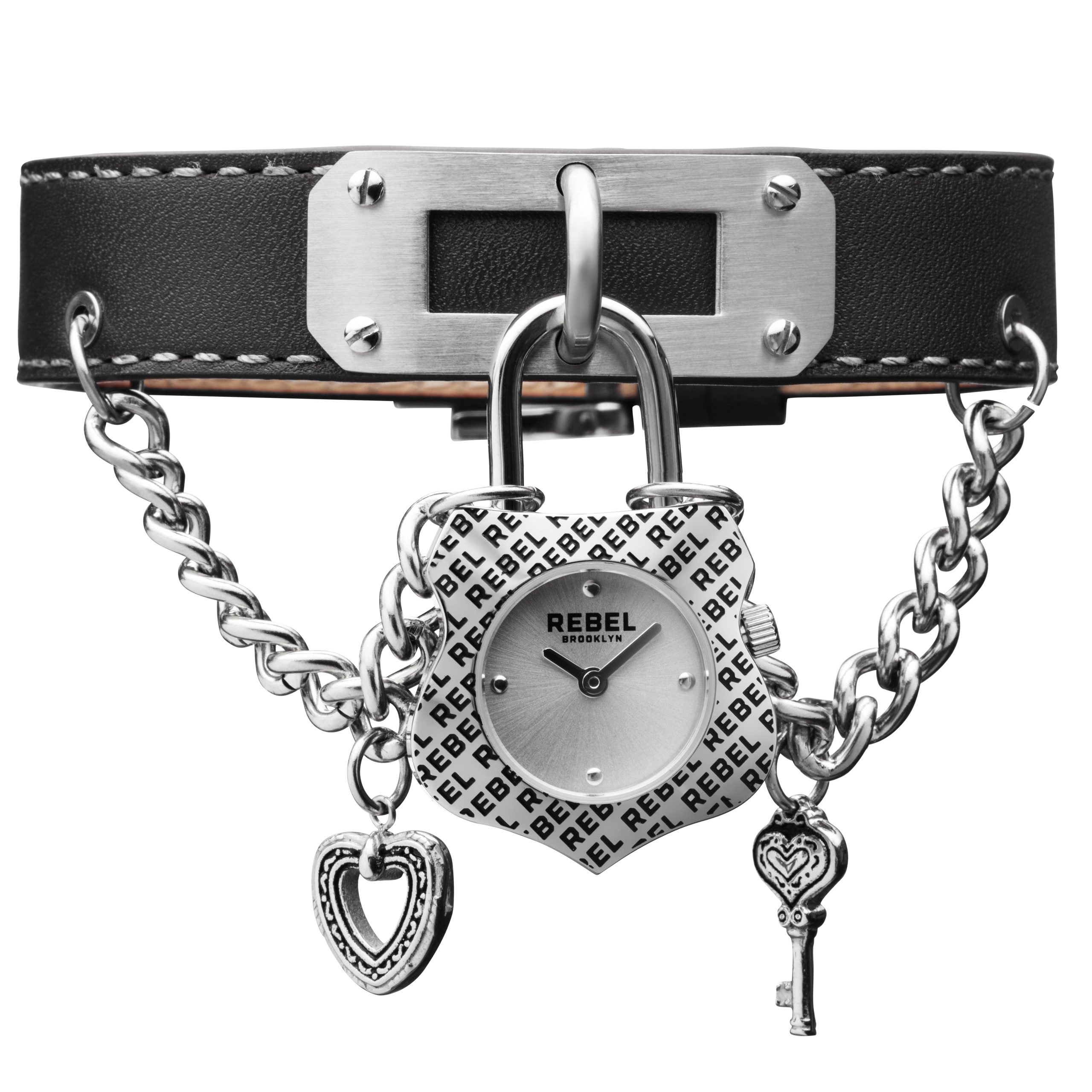 Rebellion WoMens Seagate Silver Dial Leather-based Watch - Black - One Dimension