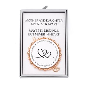 Rose Gold Plated Mom and Daughter Quote Stretch Bracelet with Present Field
