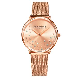 Stührling Womens Rose Gold Symphony Quartz 38mm – One Size