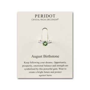 August (Peridot) Adjustable Birthstone Ring Created with Zircondia® Crystals