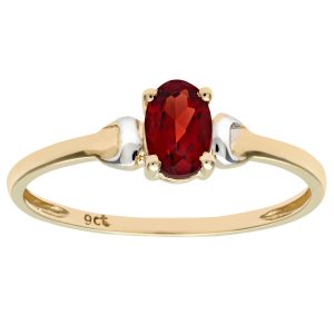 Diamant L’Eternel Womens 9ct Yellow and White Gold Ladies Garnet Birth Stone Ring Gold (archived) – Size H