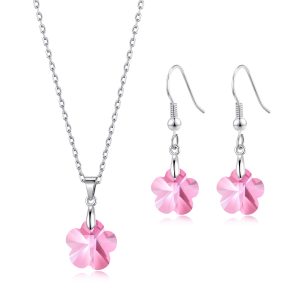 Sterling Silver Gentle Rose Flower Set Created with Zircondia® Crystals