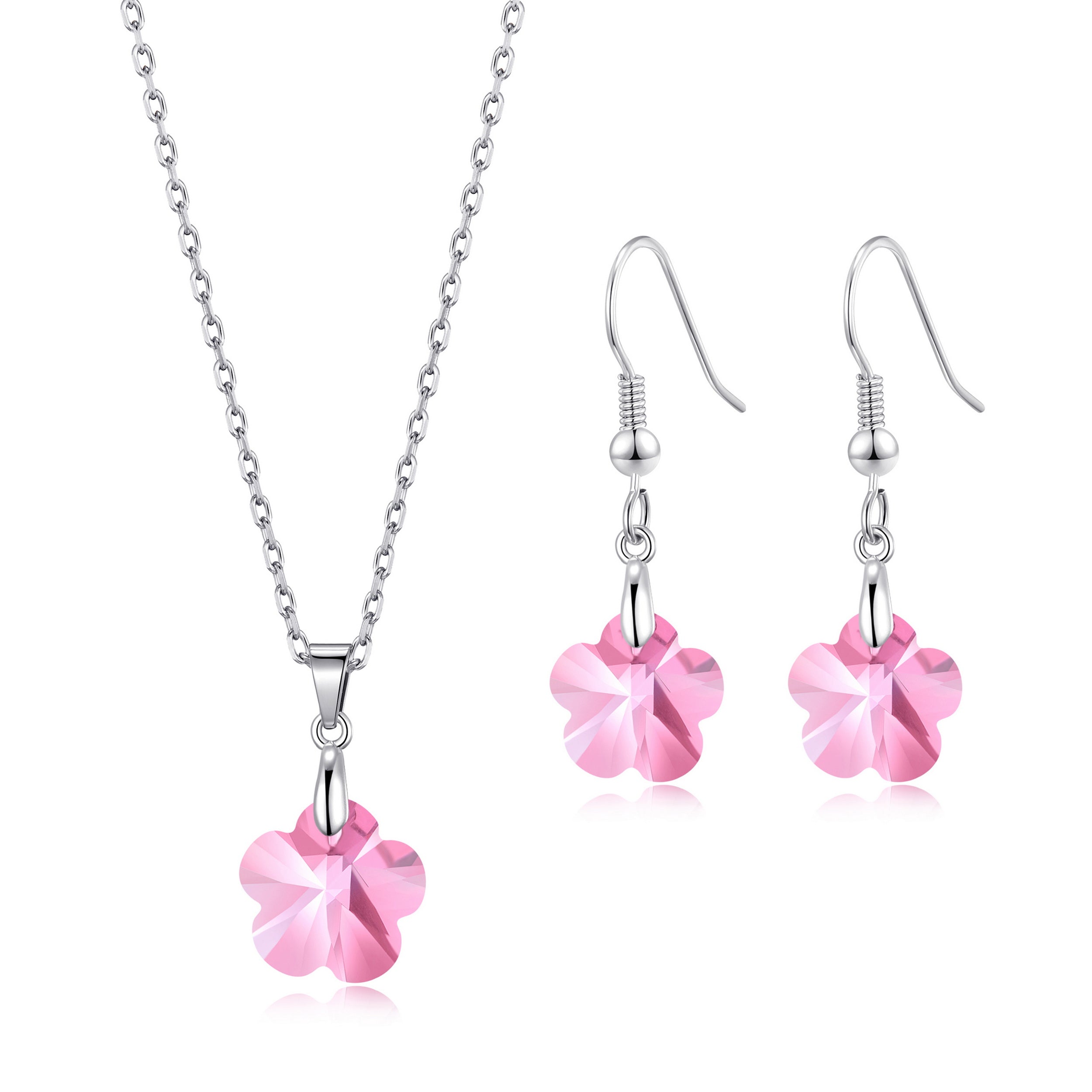Sterling Silver Gentle Rose Flower Set Created with Zircondia® Crystals