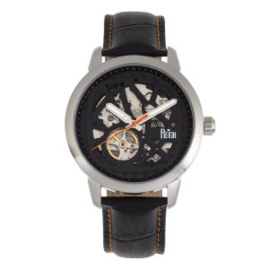 Reign Mens Rudolf Automatic Skeleton Leather-Band Watch – Orange Stainless Steel – One Size