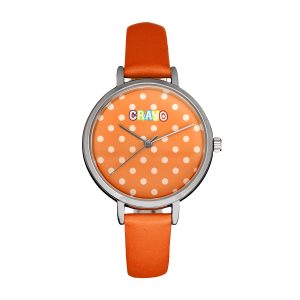 Crayo Unisex Dot Strap Watch – Orange Stainless Steel – One Size