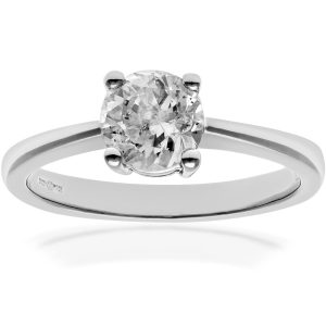 Diamant L’Eternel Womens Engagement Ring, 18ct White Gold IJ/I Round Brilliant Certified Diamond 1.00ct Weight – Size M