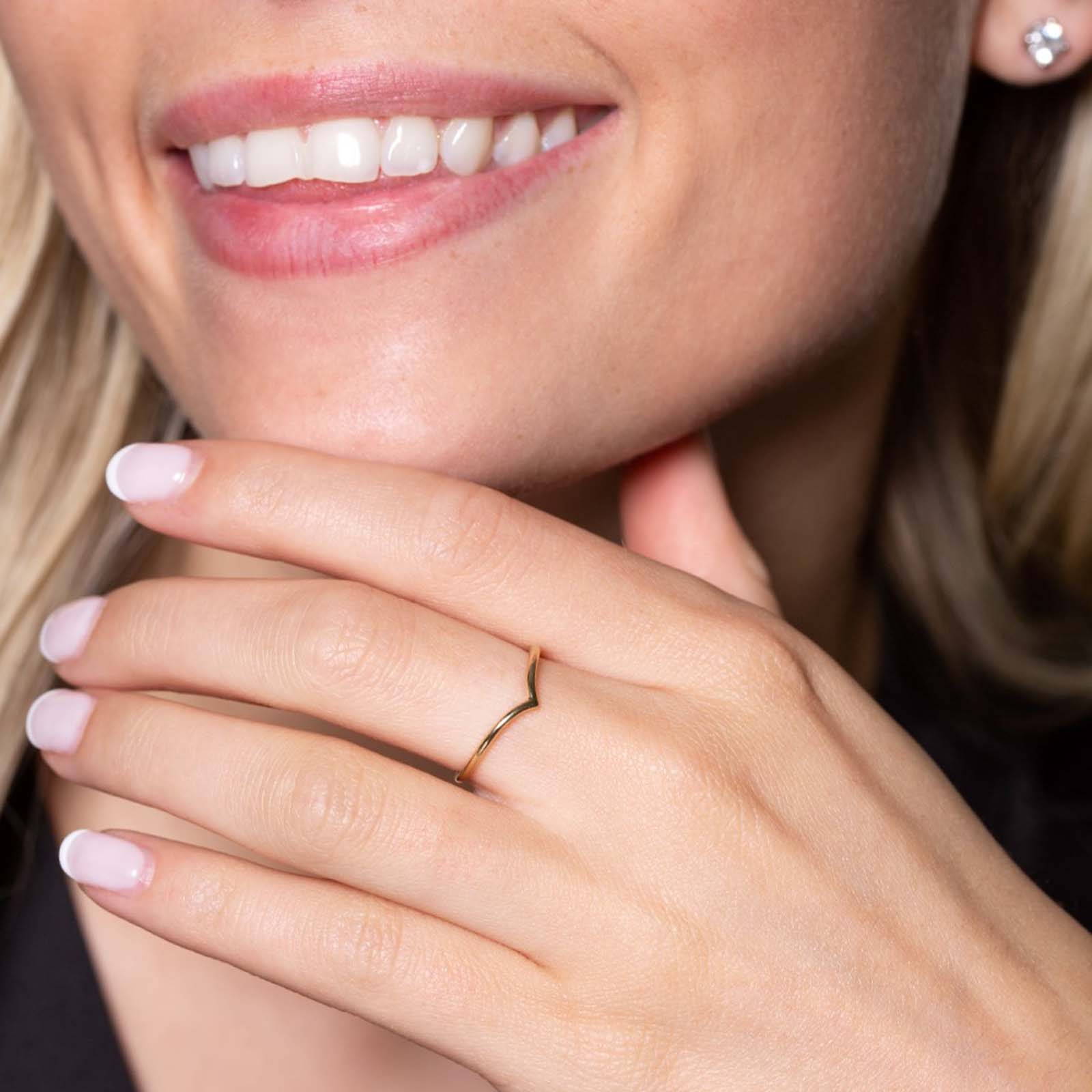 Silver Yellow Gold Plated Simple Wishbone Ring